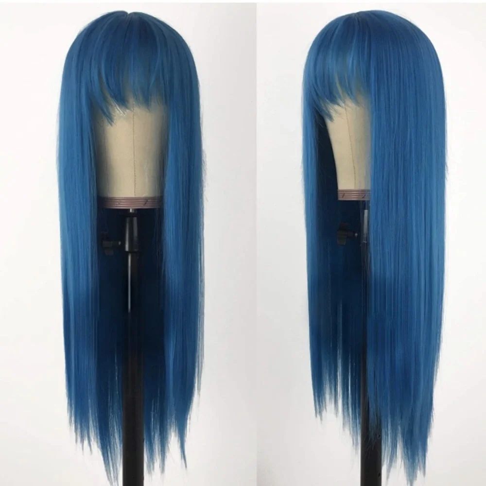 Greenish Wig,Blue Wig With Bang